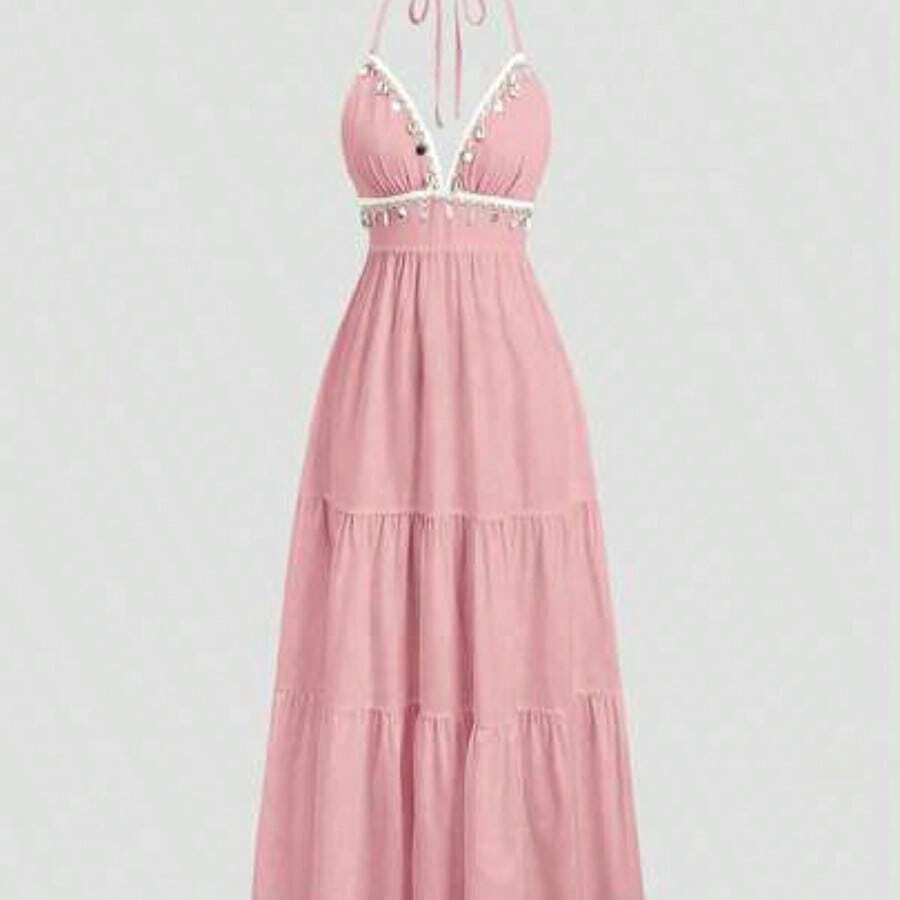 Womens Halter Neck Tiered Maxi - đánh giá và giá Maxi Dress Halter