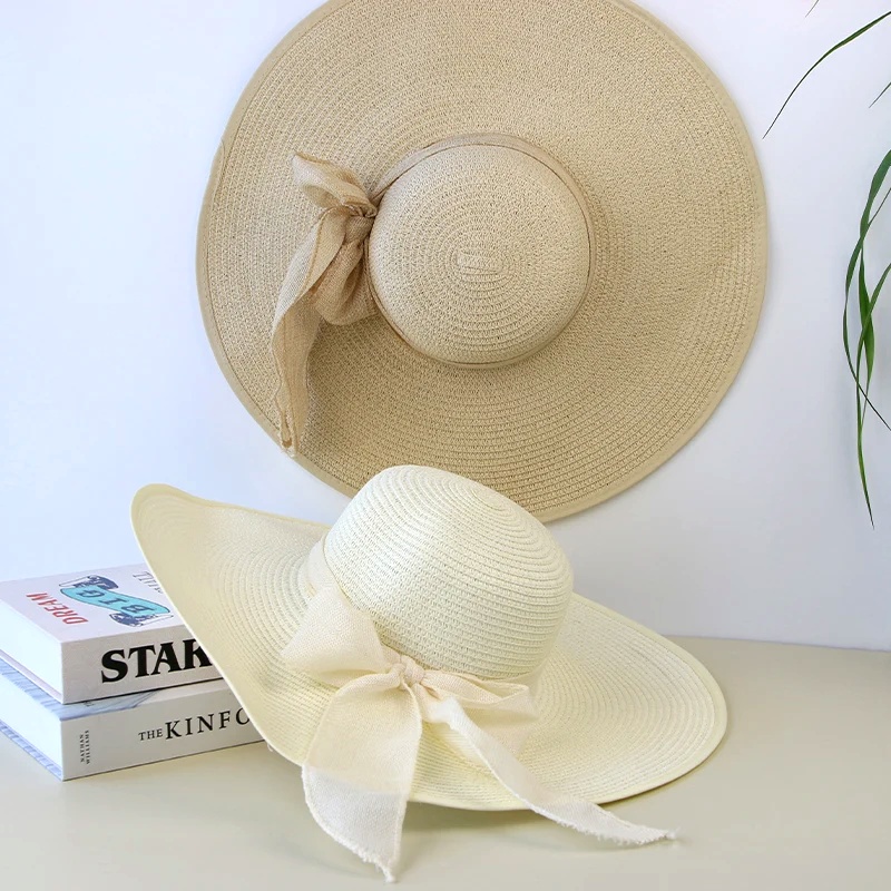 Summer Women Straw Hat Bowknot - đánh giá và giá Hat Floppy Wide